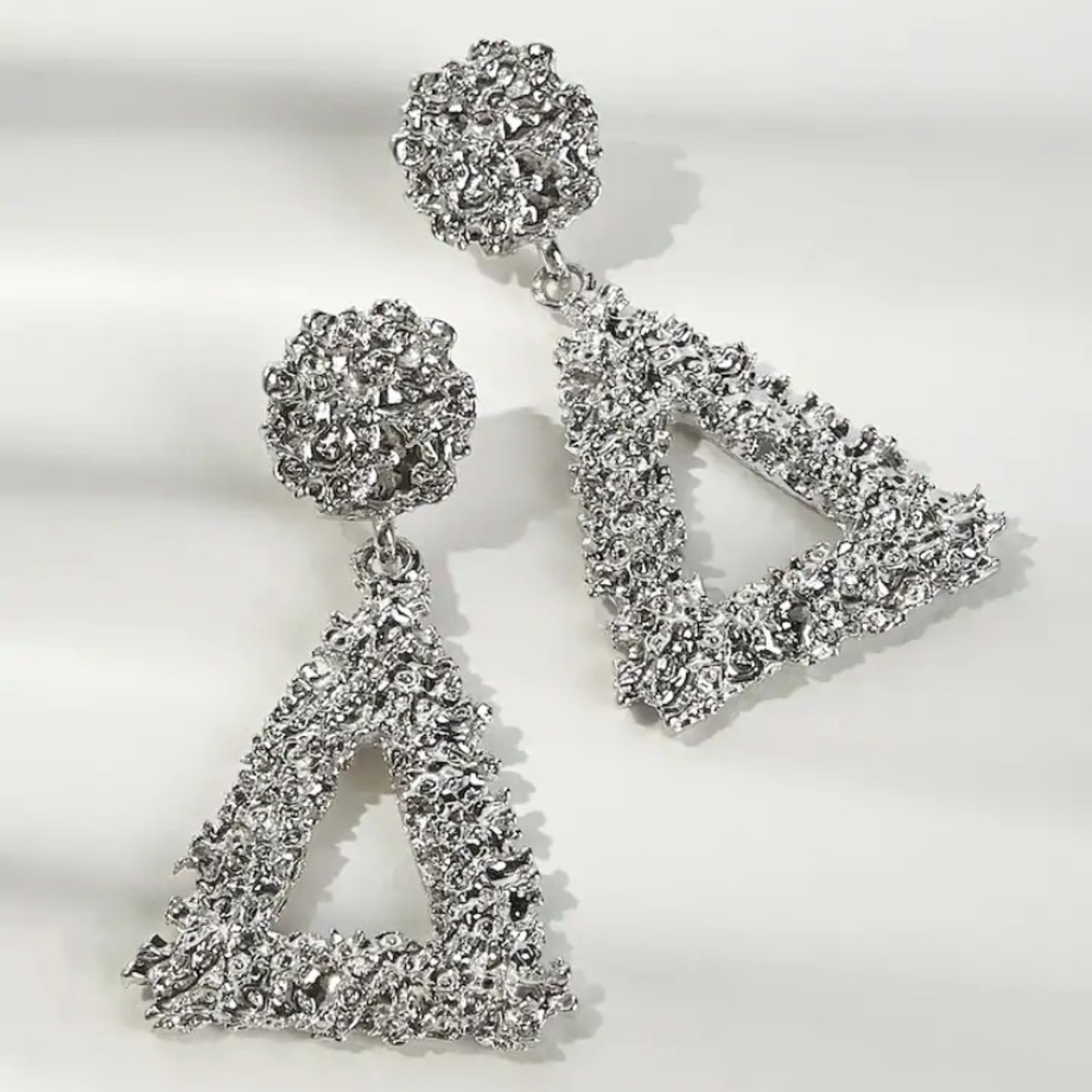 Textured Triangle Earrings